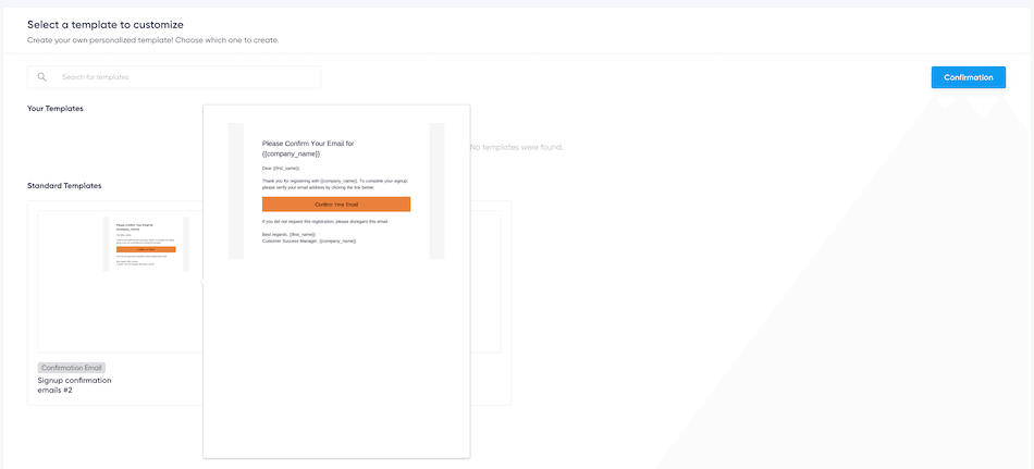 Template library for Signup Confirmation Emails.