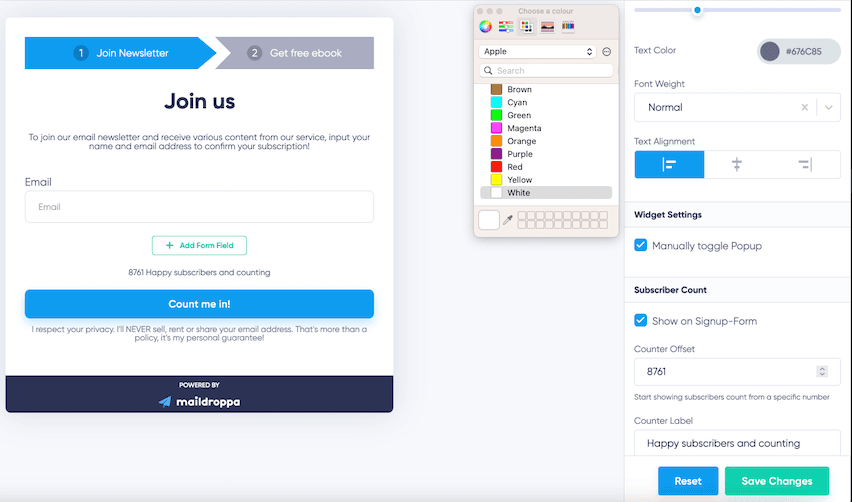 Visual Email Sign Up Form Builder