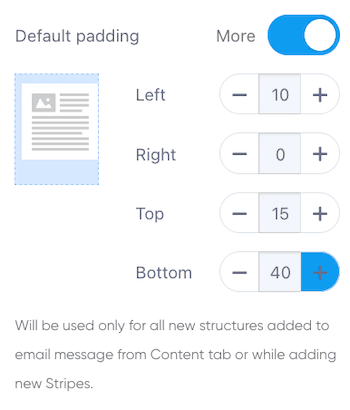Adjust the default padding of the email