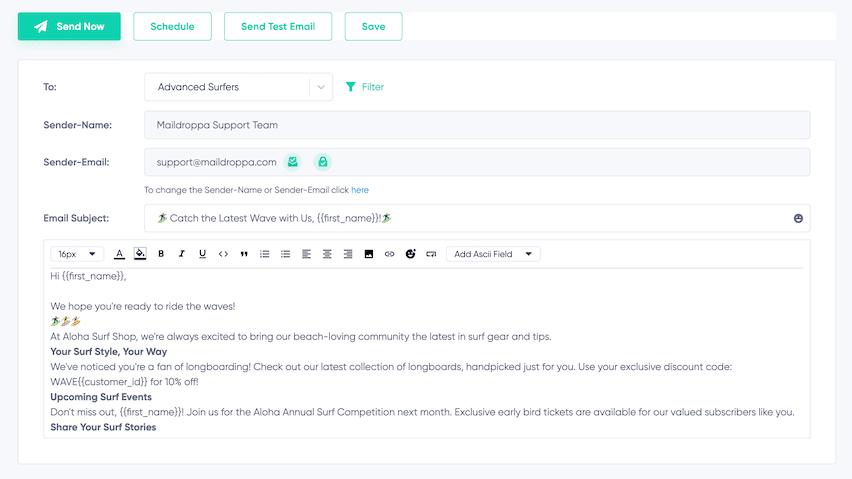 Personalized Email in the newsletter editor