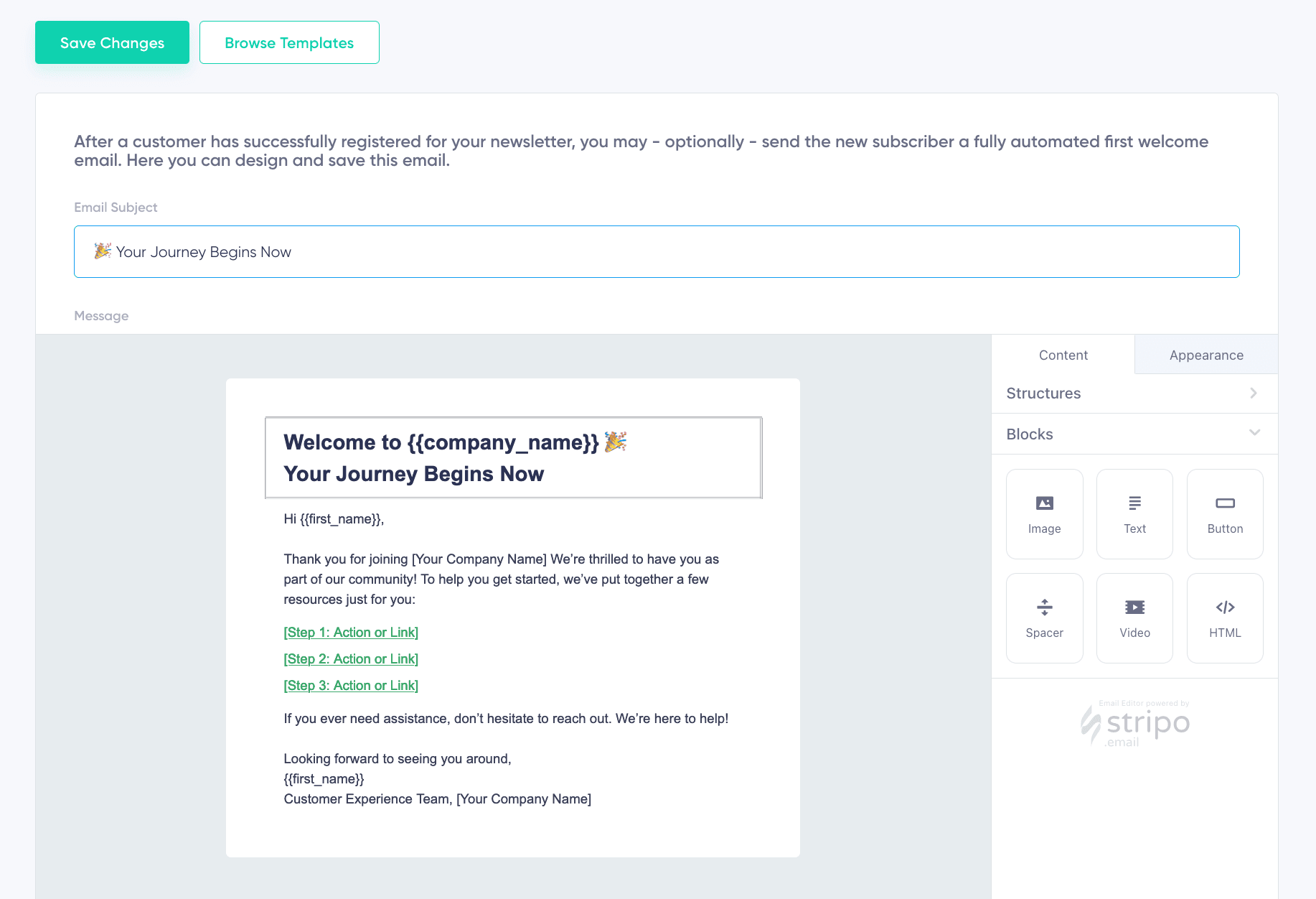 Using a Welcome Email Template