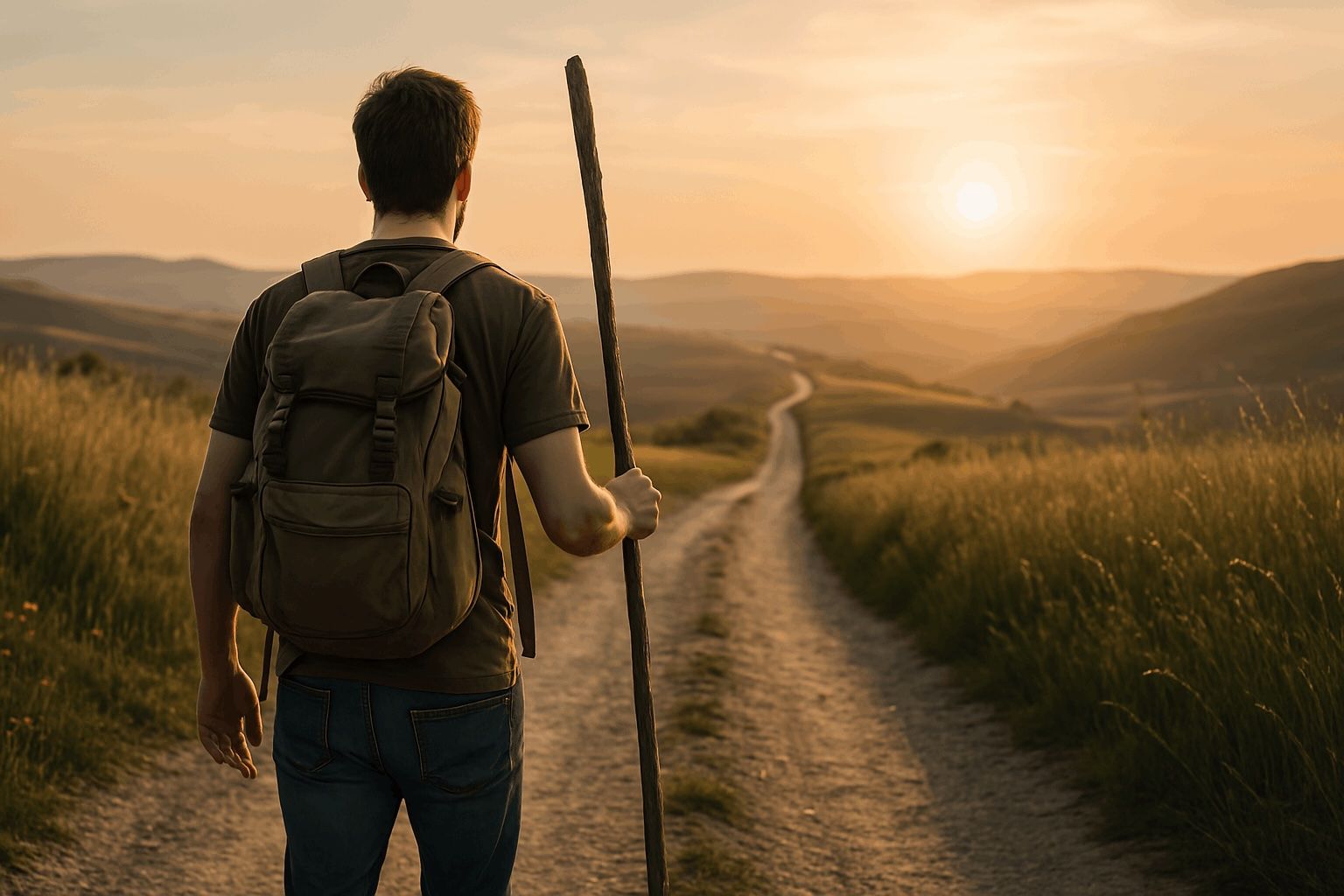 A hiker walks toward the sunset on a winding path, symbolizing the personal journey of bootstrapping a business.