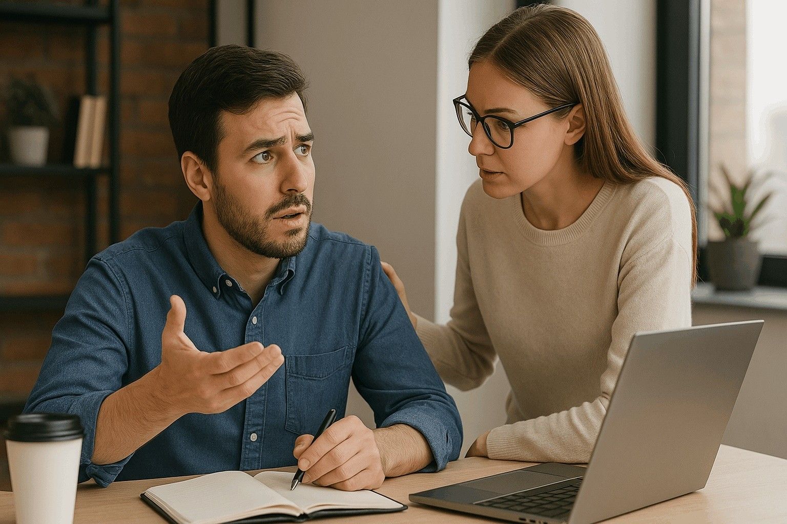 A worried solo founder seeks guidance from a supportive mentor, highlighting the importance of asking for help while bootstrapping.