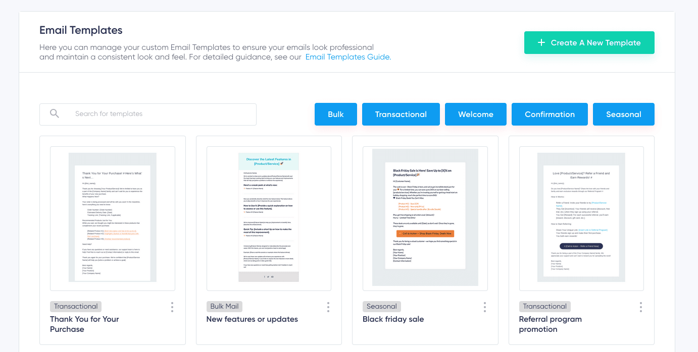 Email Template Dashboard