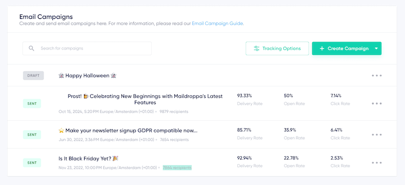 Email Campaign Overview Page