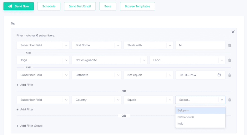 Email Campaign Filter