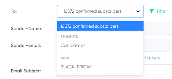 Email Campaign - Send To - Field