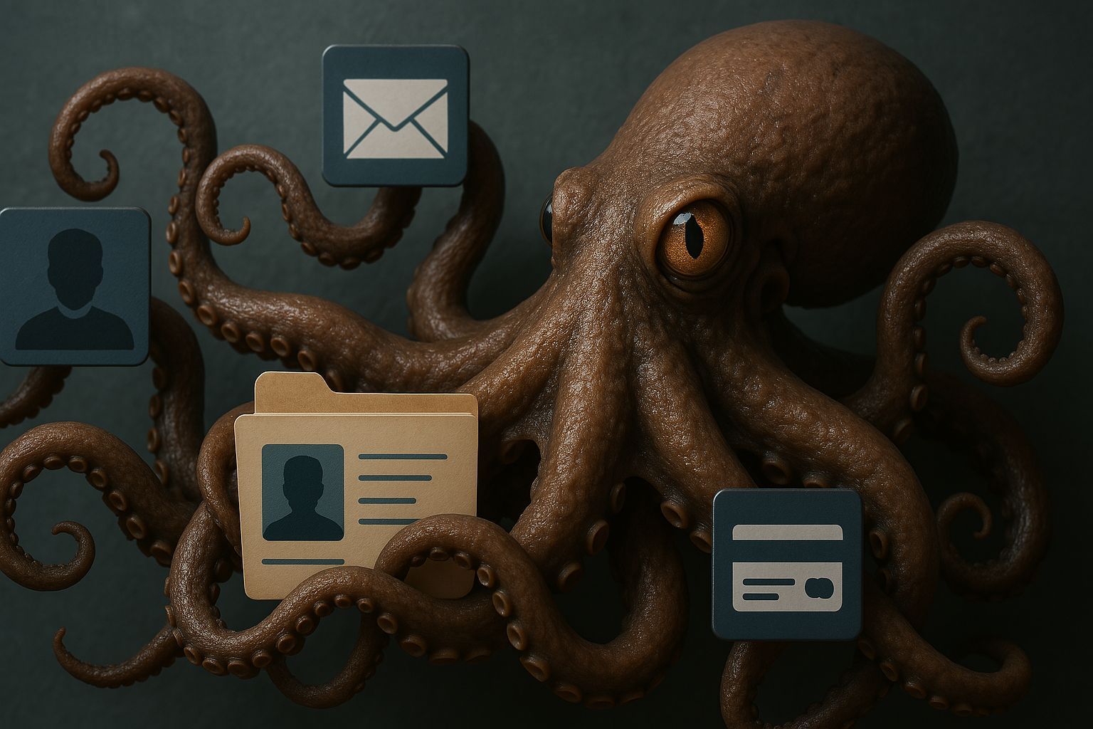 Octopus reaching for personal data, symbolizing targeted email marketing gone too far and crossing privacy boundaries.
