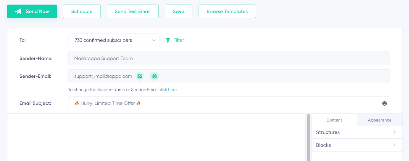 Email Settings column of the Stripo Email Editor