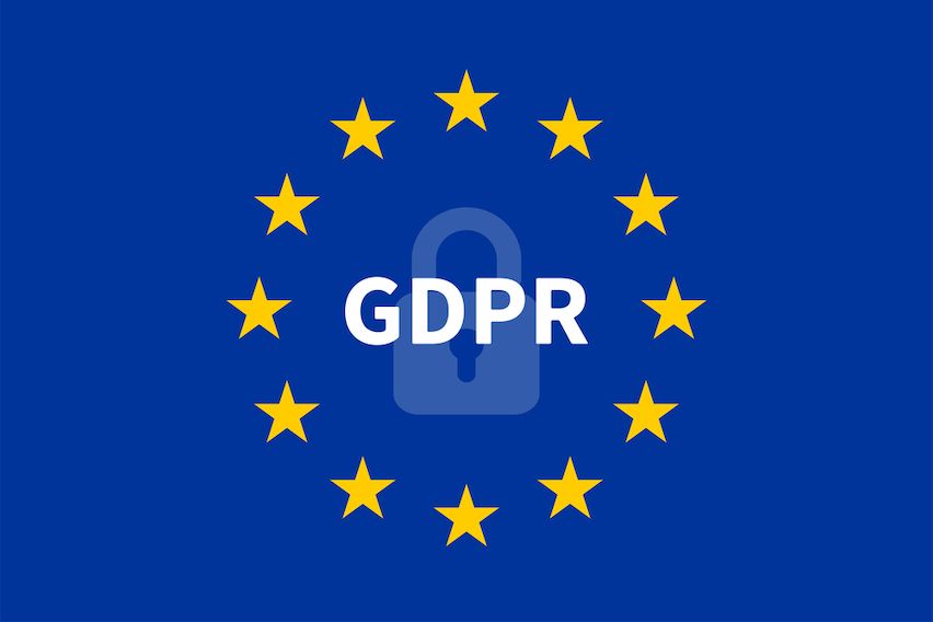 EU stars with lock and GDPR text, signifying the GDPR email marketing law in Europe.