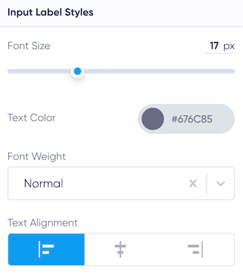 Customize the style of input field labels