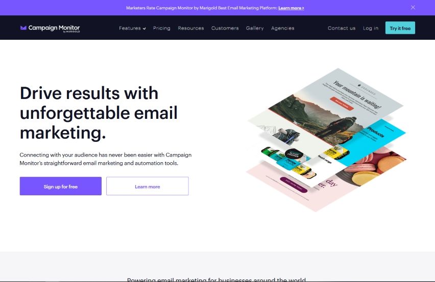 Website for the email marketing tool Campaign Monitor.