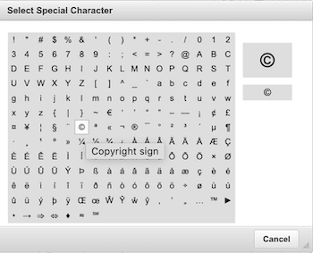Insert special characters