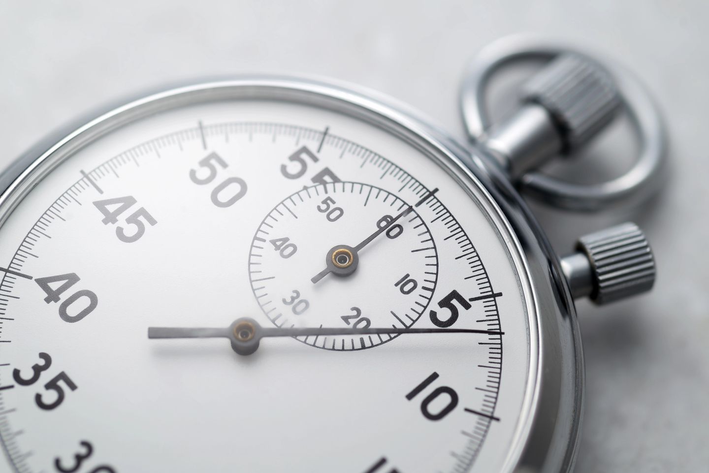 Close-up of a stopwatch highlighting the importance of timing when sending marketing emails.