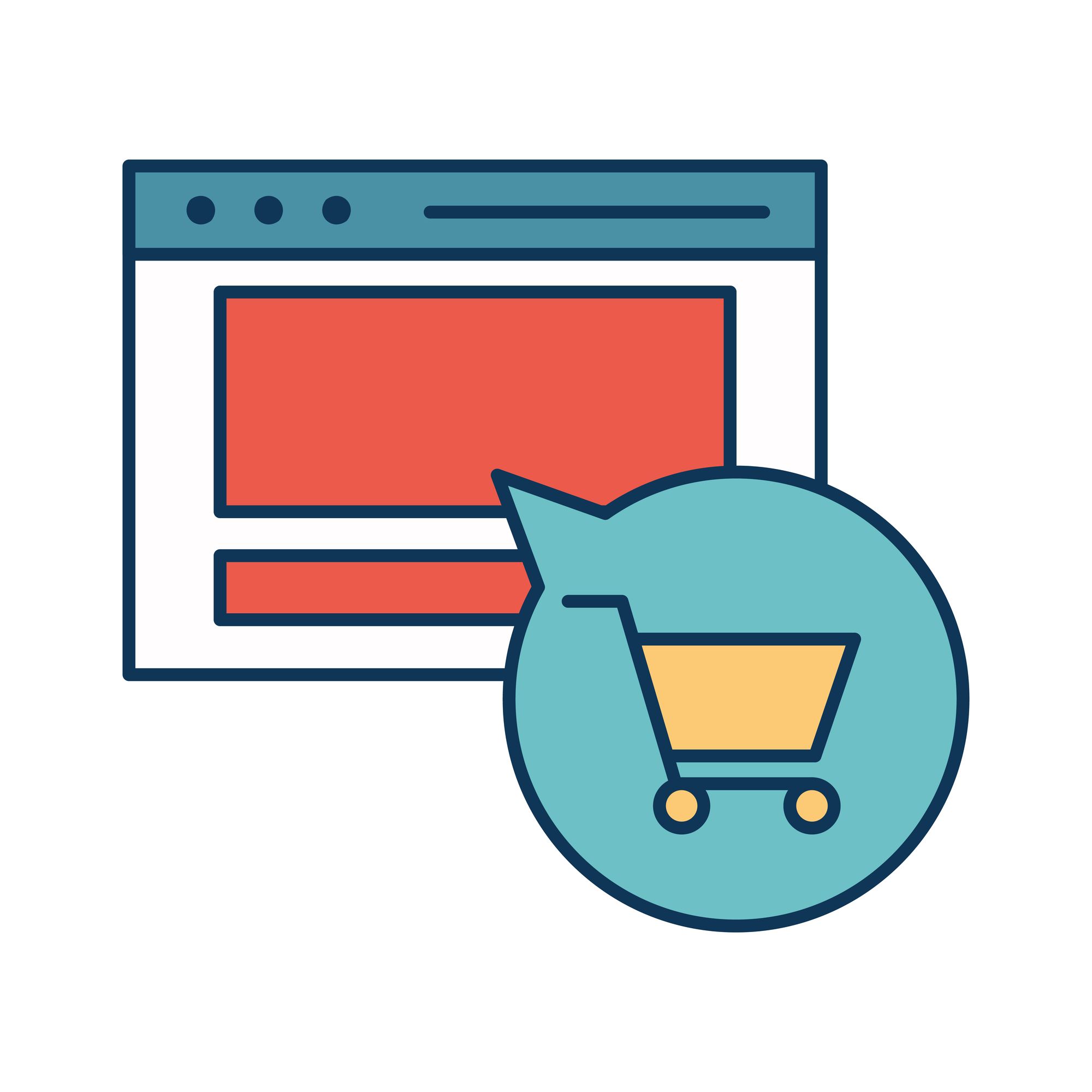 Cart icon on screen, symbolizing abandoned cart emails in a newsletter campaign.